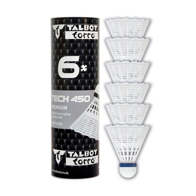 TALBOT TORRO Tech 450 Medium Badminton-Federbälle 6 Stück - Weiß