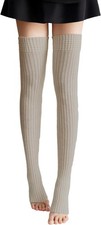 Women's Knitted Thigh High Leg Warmers Extra Long Footless Stirrup Socks Soft