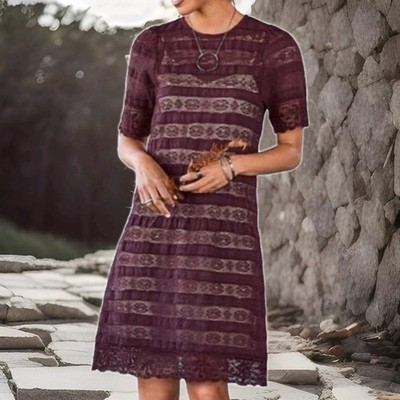 Sundance Lyrica Dress Maroon Lace Under Slip Womens Sz. 12 Sheek Goth Formal