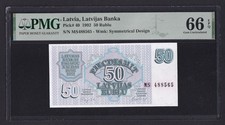 Latvia 50 Rublu 1992, Pick 40, PMG 66, UNC