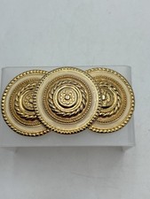 Nan Lewis Women Belt Buckle Gold Ivory Triple Medallion Lg Boho Western 90s Y2K