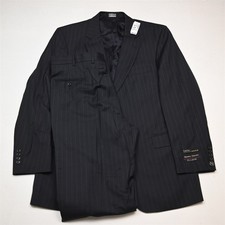 NEW Jos A Bank 44L 38x40 Black Striped 100 Wool Gordon Mens Jacket Pants Suit