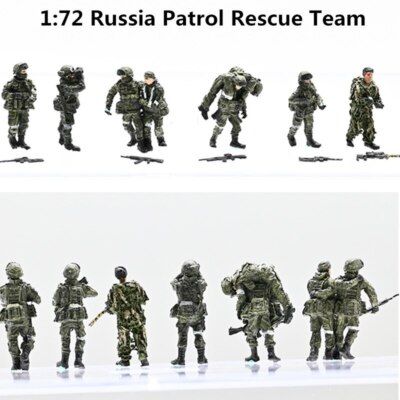 1/72 8 Pcs Russia Patrol Rescue Team 8 Soldiers Figure Toys Scene Accessory Doll