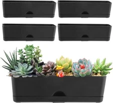 5-Pack 16" Black Window Box Planters, Self-Watering, for Indoor/Outdoor Use