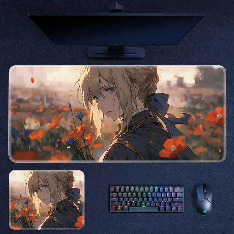 gaming mouse pad, large mat with non-slip base Violet Evergarden #01