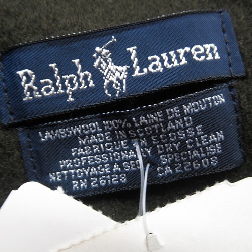 Ralph Lauren Lambswool Scarf Green Embroidered Logo Fringe Scotland 60" READ - Picture 5 of 8