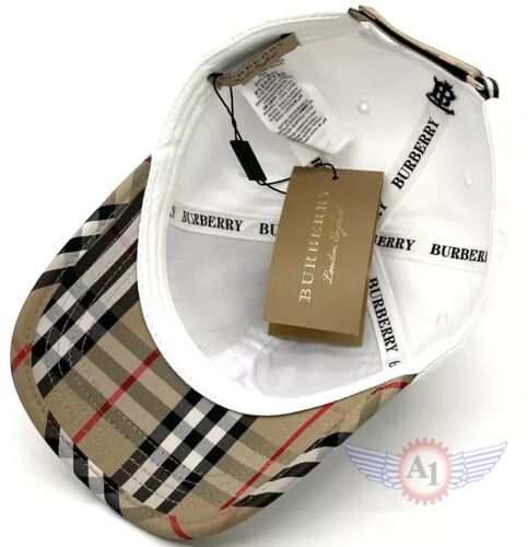Cappello Burberry bianco berretto sport baseball uomo piatto cotone premium uomo donna originale - Foto 4 di 5