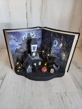 Haunted house retro light up Halloween glitter home decor pumpkin