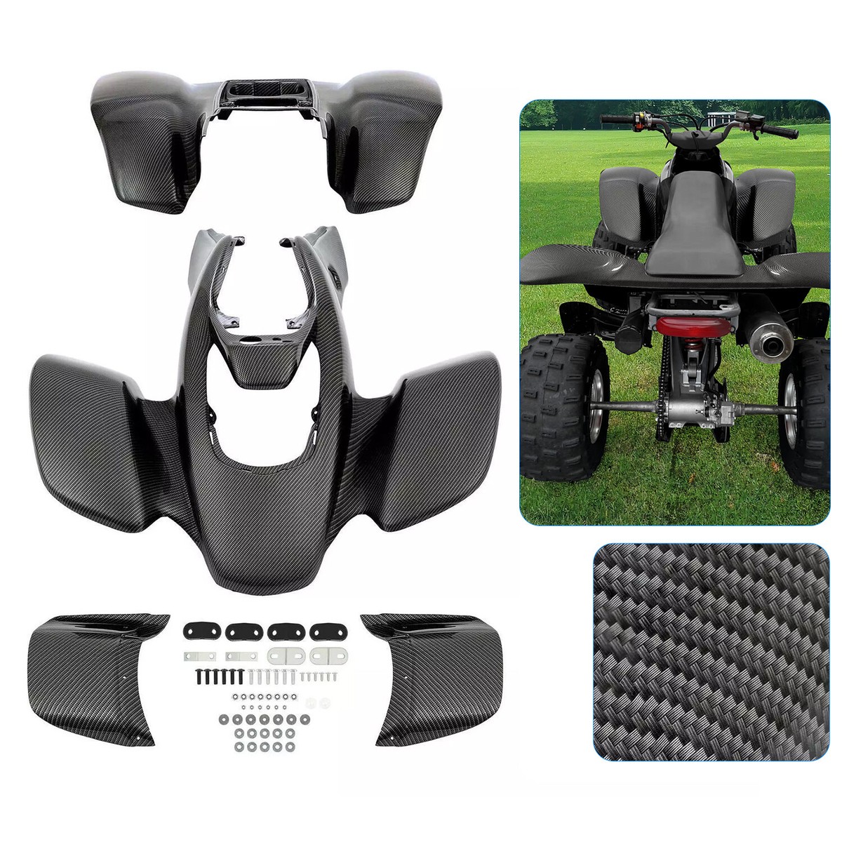 Black Carbon Fiber Front + Rear Fender For Honda TRX400EX TRX