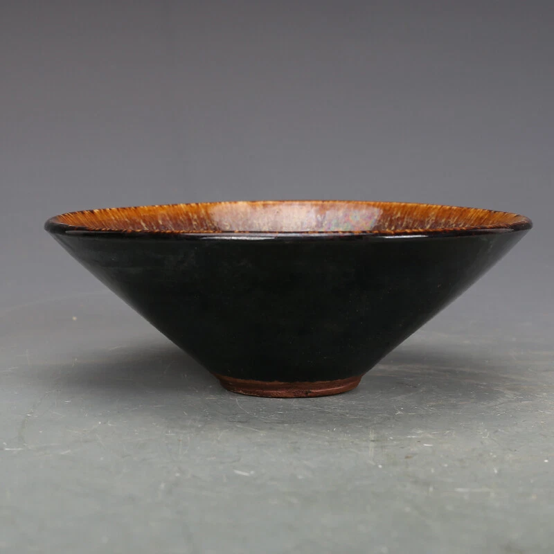 Taza de té esmaltada negra horno Jizhou porcelana canción china 5,5" colección 2 Foto 3 de 4