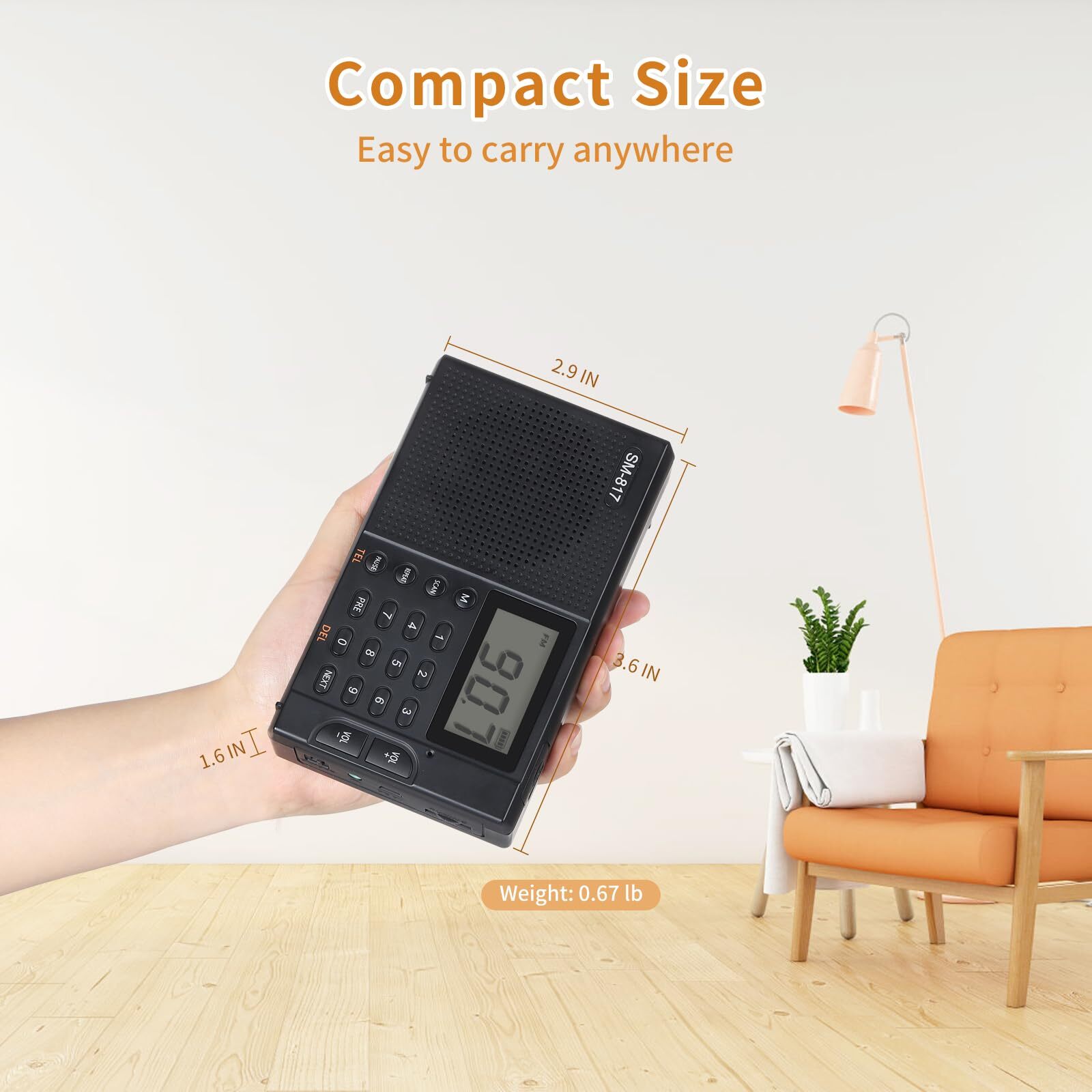 radio portable am fm shortwave - digital radio plug in wall or battery black