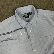 VTG Polo Ralph Lauren Andrew Shirt Mens 16.5 Blue Check Button Up Long Sleeve