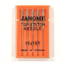 Janome 15X1ST Top Stitch Home Sewing Machine Needles, Large-Eye - 5/Pk.