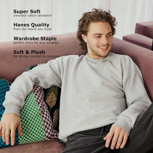 Hanes Men's EcoSmart Fleece, Pullover Crewneck Sweatshirt, 1 or 2 Pack - Picture 102 of 173
