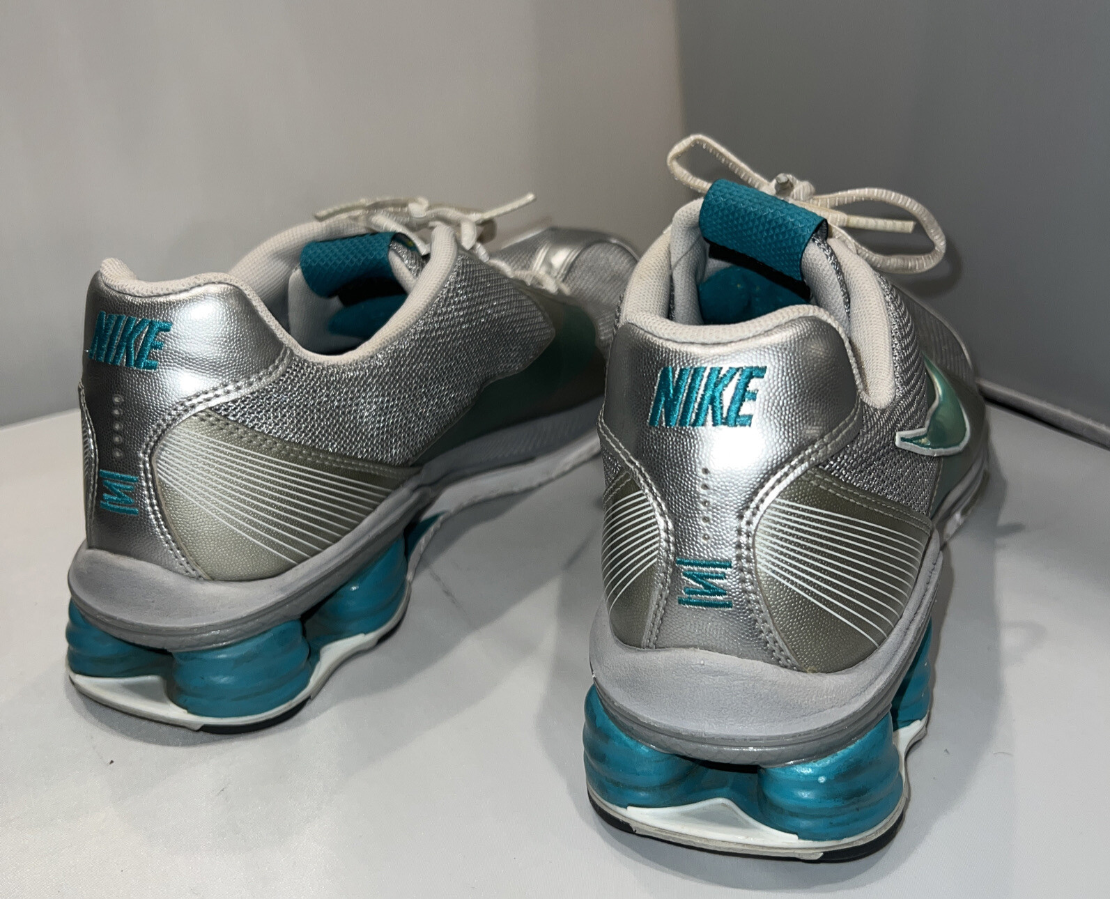 Nike Shox Zip Diamond Flex Shoes Silver Teal 3863820… Gem