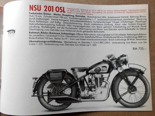 NSU PROSPEKT 1939 QUICK PONY 125 ZDB 601TS 601 OSL Motorrad Neckarsulm Sammler - Bild 3 von 4