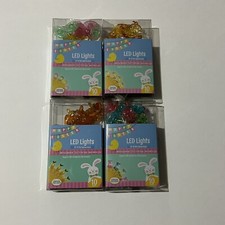 Happy Easter LED String Lights 4 Packs 10 Count Bunny Duck Easter Egg Carrot NEW