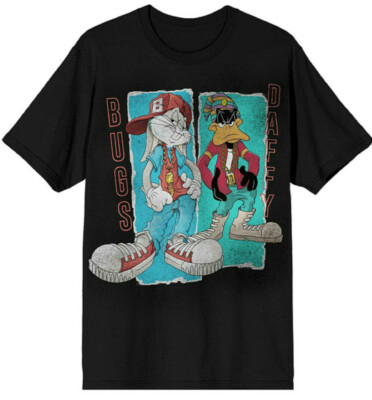 T-shirt Vintage Old Navy Space Jam Bugs Bunny Daffy Duck Taz, Taille 2XL Noir