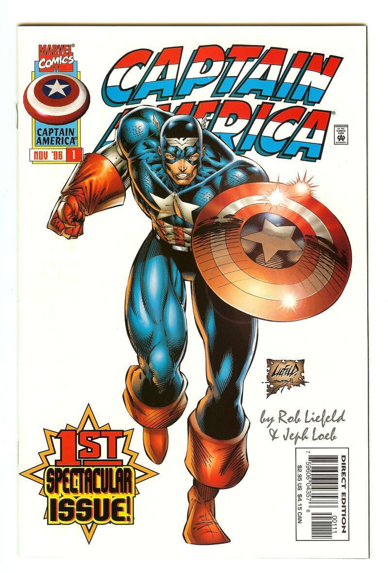CAPTAIN AMERICA #1 9.4 // ROB LIEFELD COVER MARVEL COMICS 1996 | eBay