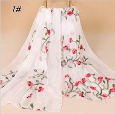 Women Soft Long Neck Large Scarf Wrap Shawl Flower Chiffon Stole Scarves180 75CM