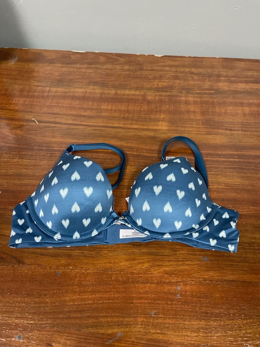 Victoria's Secret Body by Victoria Push-Up Bra 32B Blue with White