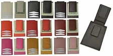Genuine Leather Mens Slim Magnetic Money Clip Credit Card Holder Compact Colors