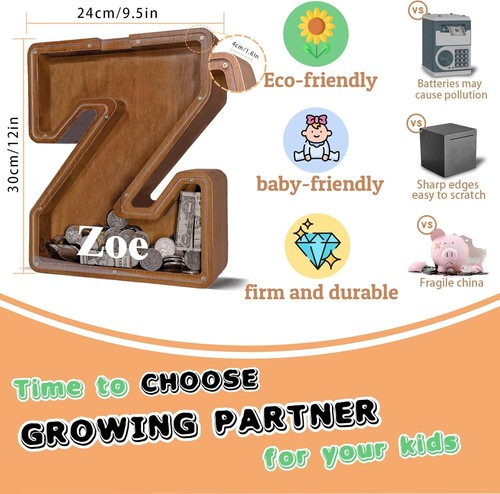 Large Kids Money Bank with Initial Design - Foster Financial Literacy Safely - Picture 7 of 11