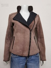 Armani Jeans Women's Biker Style Goat Leather Jacket Wool Lining Made In Italy