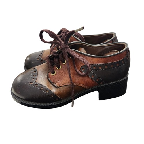 Vintage Oxford Shoes Kids 13.5 Robinson Crusoe Brown Leather Brogues Lace Up P - Picture 6 of 12