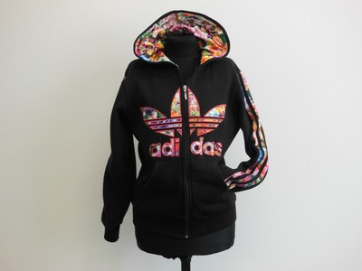 "ADIDAS " Sweatjacke Jacke Sweatshirt Schwarz mit Blumen ...