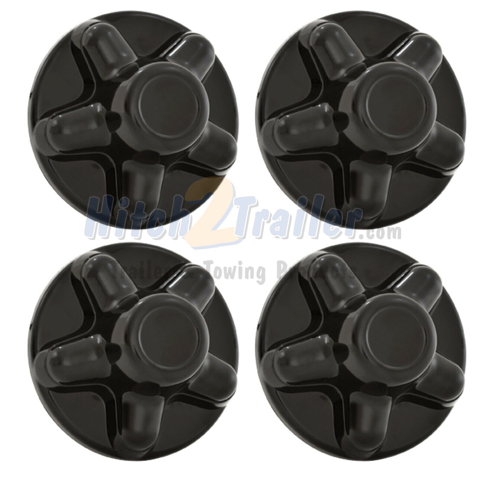(set/4) Black Trailer Wheel Hub Cap Covers 5 lug 5 x 4.5" pattern