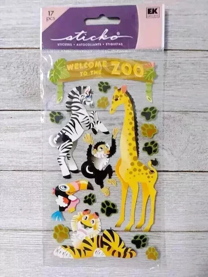 丛林乐趣贴纸 EK 成功尺寸猴子长颈鹿斑马 17 件 — 第 2/2 张图片