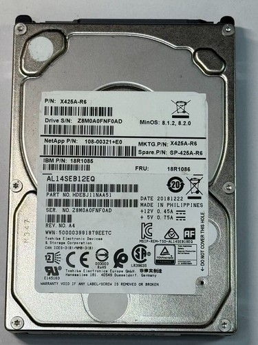 NetApp 1.2TB 108-00321+E0 SP-425A-R6 AL14SEB12EQ 12 Gb/s SAS HDD 2.5" - Picture 2 of 7
