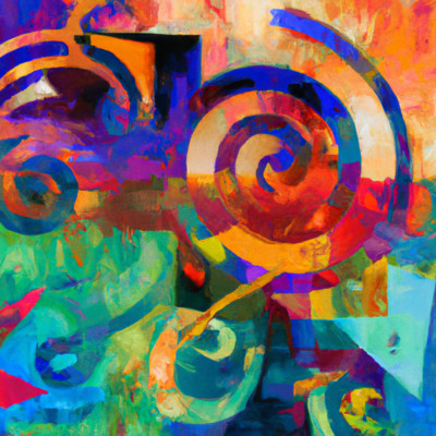Colorful Abstract Geometric Design Spirals Shapes Curves Painting Poster Print