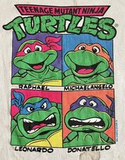 Vintage 1990 TMNT Kids Mirage Faded Distressed Promo Shirt Youth M Cartoon 90s