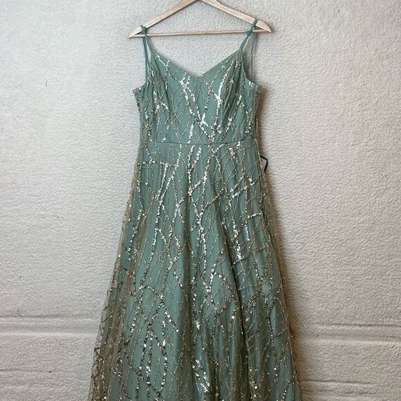 Dresses Formal Ball Gown Sequin Dress Macys Say Yes To The Prom Embellished  Ballgown Gold/Sage