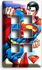SUPERMAN SUPERHERO LIGHT SWITCH OUTLET WALL PLATES MAN CAVE GAME PLAY ROOM DECOR
