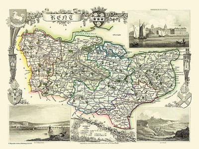 Puzzle 1000 Pièces Carte De Norfolk 1836 - Design Vintage, Marque JHG, EAN 5038623515323