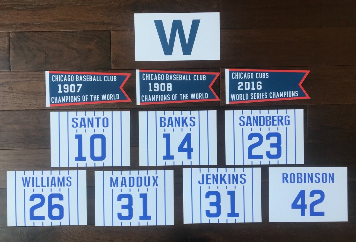 CHICAGO CUBS WRIGLEY FIELD RETIRED NUMBER WORLD SERIES CHAMP