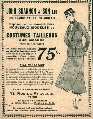 Werbung alte Mode Kleidung John Shannon & Son 1915 aus Zeitschrift