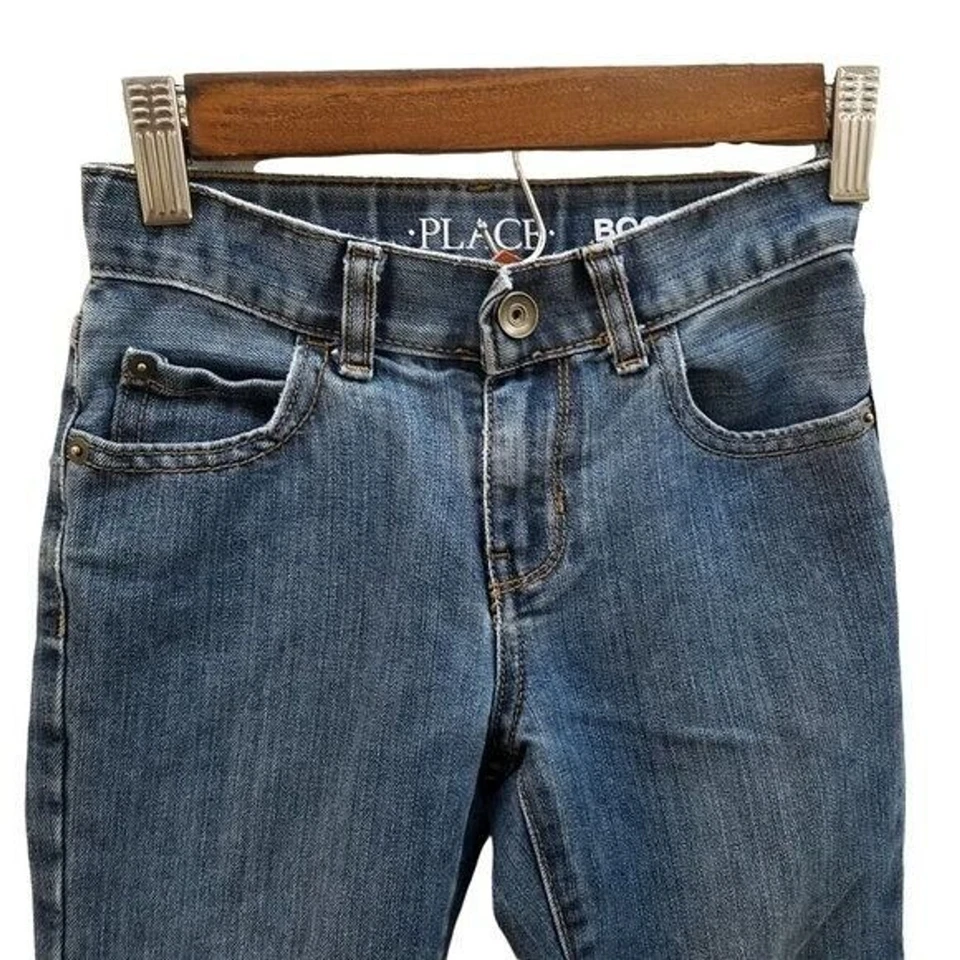Place Boys Size 6 Blue Solid Straight Leg Jeans - Image 2 of 4