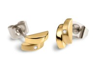 Boccia Titanium 0552-06 Ohrstecker Titan Gelbgoldfarben Mit Diamant