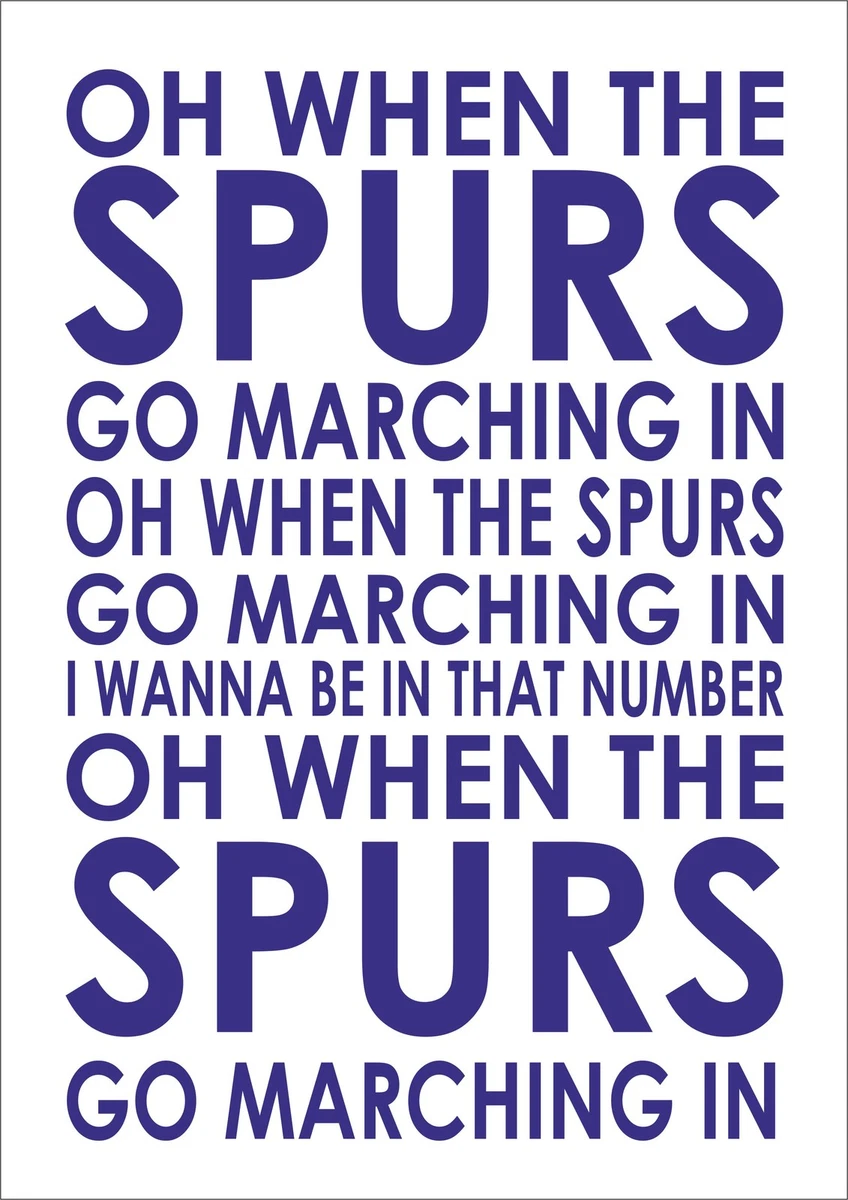 Tottenham Football Song Lyrics Art Print Poster, Tottenham Football poster,  Spurs song chant, Tottenham gift