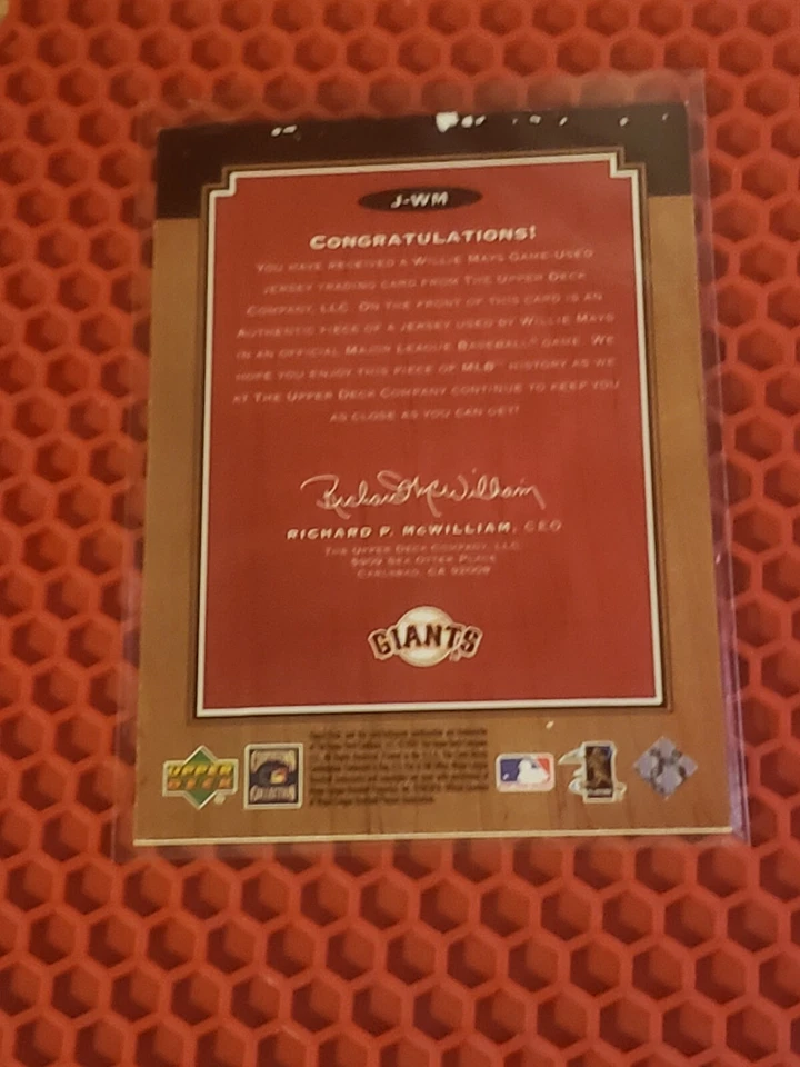 2001 willie mays upperdeck legendary game jerseys.  vg. - Image 3 of 4