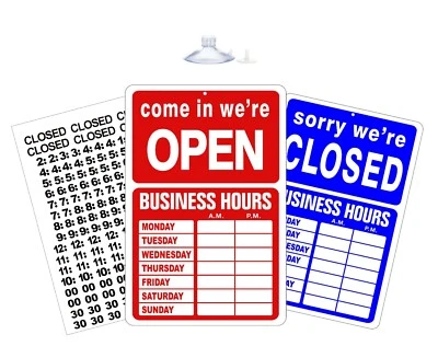 MYSIGNBOARDS OPEN CLOSED BUSINESS HOURS SIGN AND STICKERS FOR STORE WINDOW BRAND NEW