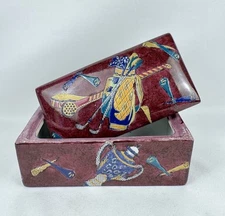 Vintage Chinese Porcelain Box W Lid Dresser Trinket Jewelry Hand Painted Enamel