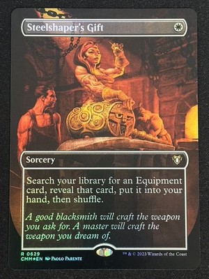 1x MTG Steelshaper's Gift (Borderless, Foil) - Commander Masters (CMM) #629