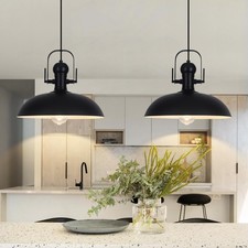 Black Pendant Lights Kitchen Island 2 Pack, Dome Pendant Light 13.8" W, Black...