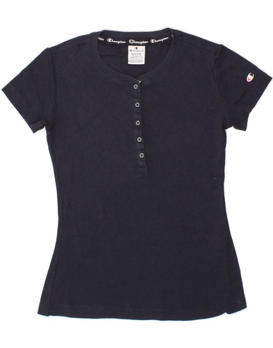 Champion Damen T-Shirt Oberteil UK 12 Medium Navy Blau Baumwolle BZ08