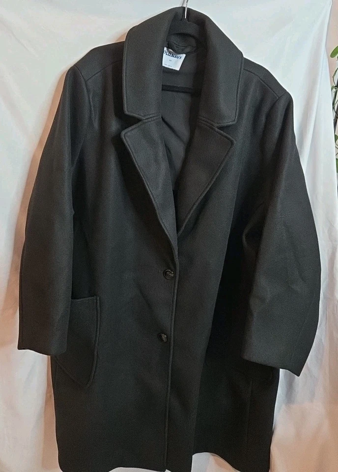 Old Navy Women's Plus Size 4X Black 3/4 Length Dress Coat, Pea Coat  - Image 2 of 4